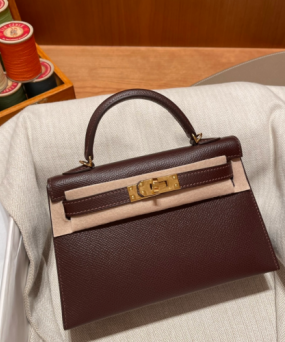 에르메스 미니 켈리백19 브라운 금장 앱송